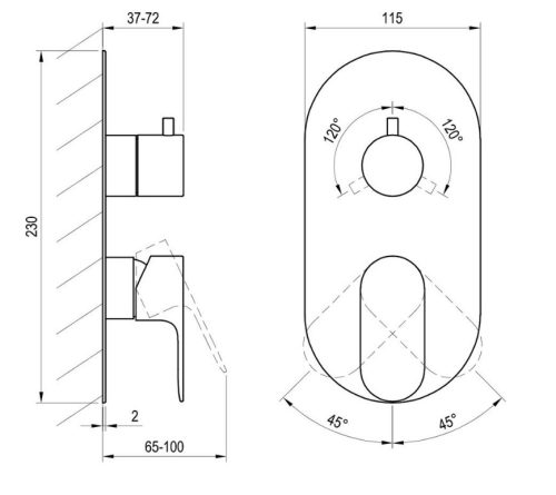 Falba süllyesztett csaptelep, Ravak Eleganta EL 068.00CR.O3.RB07F Falba süllyesztett csaptelep, h