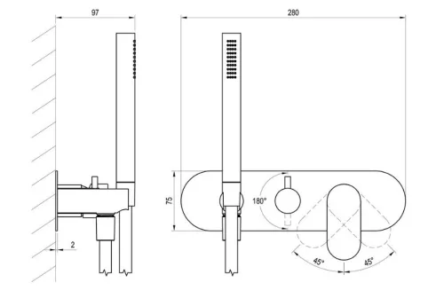 Falba süllyesztett csaptelep, Ravak Eleganta EL 065.00CR.O2.RB07D.+S Falba süllyesztett csaptelep