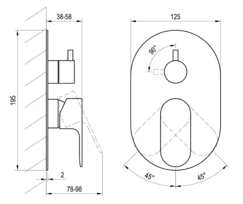Falba süllyesztett csaptelep, Ravak Eleganta EL 065.10WV.O2. RB07E Falba süllyesztett csaptelep,