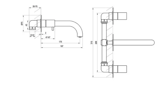 Falba süllyesztett csaptelep, Ravak Espirit ES 019.20GB.O1 Falba süllyesztett mosdó csaptelep bel