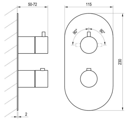 Falba süllyesztett csaptelep, Ravak Espirit ES 063.20GB.O2.RB07C Falba süllyesztett termosztátos