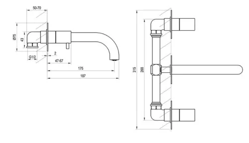 Falba süllyesztett csaptelep, Ravak Espirit ES 021.60RGB.O1 Falba süllyesztett kád csaptelep bels