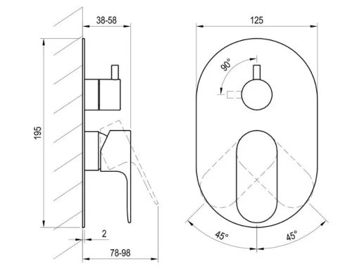 Falba süllyesztett csaptelep, Ravak Eleganta EL 065.60RGB.O2.RB07E Falba süllyesztett csaptelep,