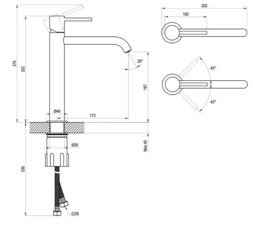 Mosdó csaptelep, Ravak Espirit ES 014.10WV Álló mosdó csaptelep 250 mm, leeresztő nélkül X070390
