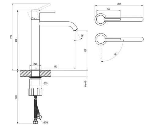 Mosdó csaptelep, Ravak Espirit ES 014.21GB Álló mosdó csaptelep BeCool 250 mm, leeresztő nélkül X