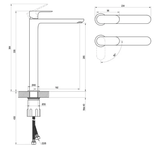 Mosdó csaptelep, Ravak Eleganta EL 015.01CR Álló mosdó csaptelep BeCool 335 mm, leeresztő nélkül,