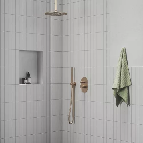 Fali zuhanycsatlakozó, Ravak 706.60RGB Fali kiállás integrált zuhanyrózsa tartóval, Rose Gold Bru