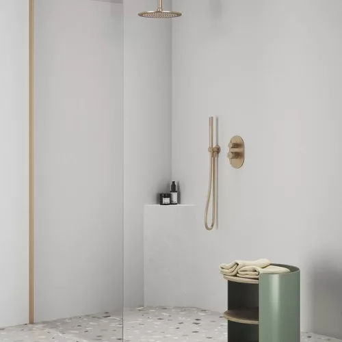Fali zuhanycsatlakozó, Ravak 706.60RGB Fali kiállás integrált zuhanyrózsa tartóval, Rose Gold Bru