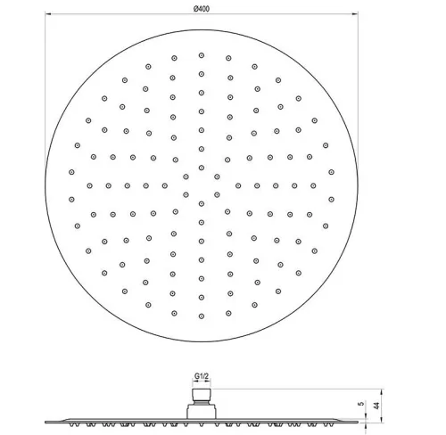 Kézizuhany, Ravak Chrome esőztető zuhanyfej Slim, kör alakú, 400 mm X07P667