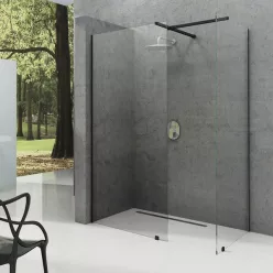   Walk-in, Ravak Walk In Double fekete 1xWall-70 v.200,1xWall-130 v.200,merevítővel,T csatlakozóval
