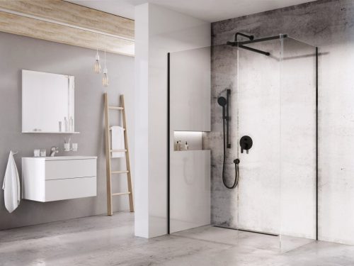 Walk-in, Ravak Walk In Double fekete 1xWall-80 v.200, 1xWall-140 v.200, merevítő, T csatlakozóval