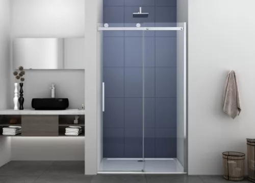 Zuhanyajtó, Sanotechnik N150U ELEGANCE tolóajtó épített zuhanyfülkéhez, króm 150 cm