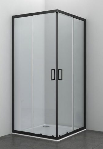 Zuhanykabin, Sanotechnik B8090BWE állítható kabin két tolóajtóval, matt fekete,79-90x79-90x190cm