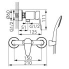 Zuhany csaptelep, Ferro Isso zuhany csaptelep zuhanyszettel BIS77