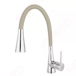   Mosogató csaptelep, Ferro Zumba II álló mosogató csaptelep BZA42P elasztikus kifolyócsovel, Bézs-