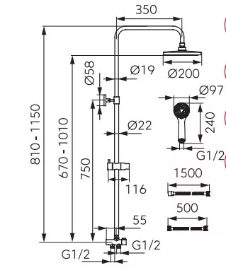 Zuhanyszett, Ferro Wizard  Zuhanyszett fejzuhannyal NP45