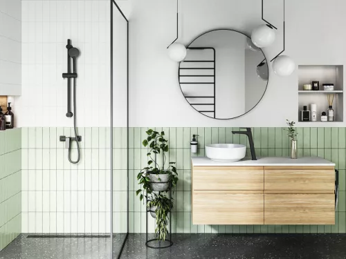 Mosdó csaptelep, Ferro Vitto Black Verdeline BVI2LVLBL, fekete  magasított mosdócsaptelep