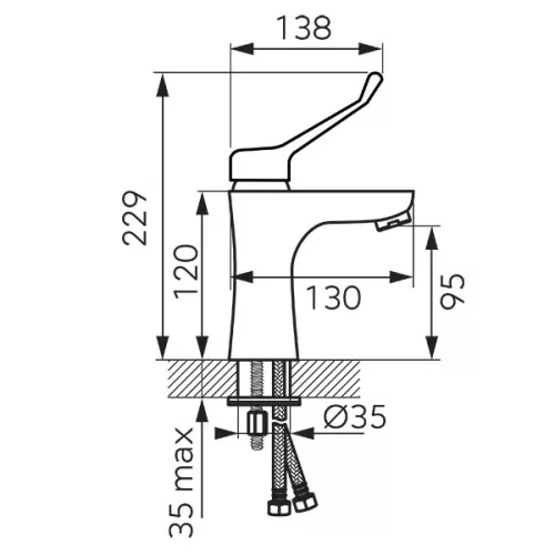 Mosdó csaptelep, Ferro Álló orvosi karos mosdó csaptelep BAGM2