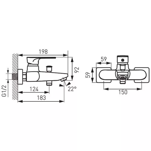 Kádtöltő csaptelep, Ferro ALGEO SQUARE kádcsaptelep BAQ1BLC