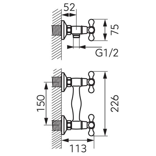 Zuhany csaptelep, Ferro Zuhany csaptelep, 150 mm, bronz BAI7BR
