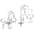Mosdó csaptelep, Ferro FIESTA BFI2FB mosdó csaptelep flexibilis fekete kifolyóval, króm
