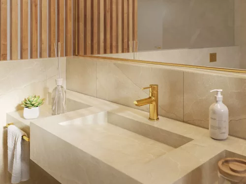 Mosdó csaptelep, Ferro FIESTA BFI2G mosdó csaptelep click-clack leeresztővel, gold