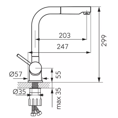 Mosogató csaptelep, Ferro Toledo BTD4PO konyhai csaptelep kihúzható zuhanyfejjel