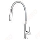 Mosogató csaptelep, Ferro Zumba Slim 2F BZA43S konyhai csaptelep, 2 funkciós elasztikus szürke ki