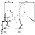 Mosogató csaptelep, Ferro Zumba Slim 2F BZA43S konyhai csaptelep, 2 funkciós elasztikus szürke ki