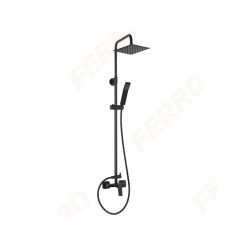   Zuhanyszett, Ferro VITTO VERDELINE NP81-BVI7UVL-BL zuhanyrendszer BVI7UVL csapteleppel, fekete