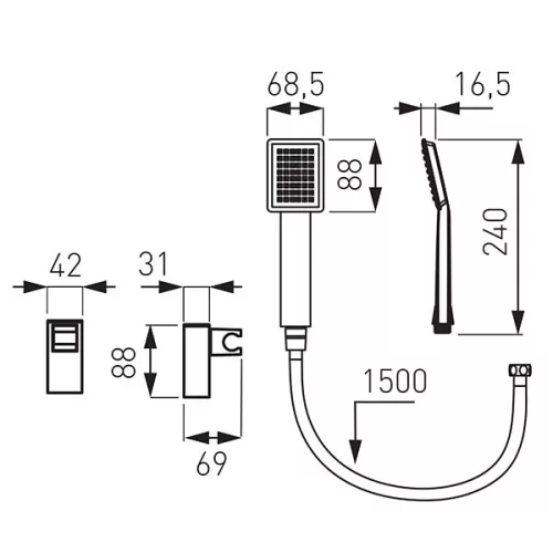 Zuhanyszett, Ferro SINUS fali tartós kézi zuhanyszett U170B