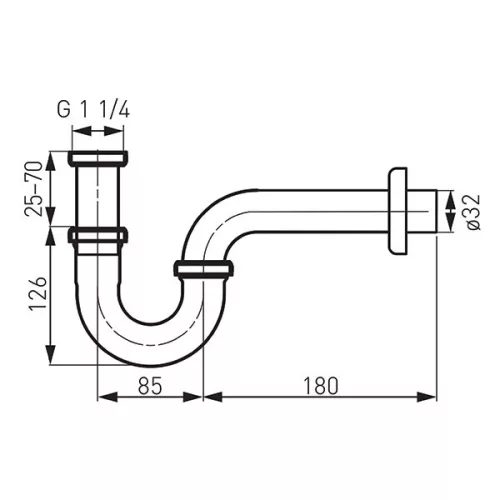 Mosdó szifon, Ferro Csőszifon G5/4”x32 mm S281