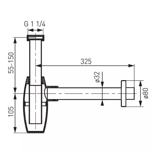 Mosdó szifon, Ferro Ovális búraszifon G5/4”x32 mm S286