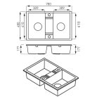 Mosogatótálca, Ferro MEZZO II DRGM2/48/78SA 2-medencés gr. mosogató 48/78, homokszín