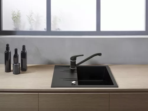 Mosogatótálca, Ferro MEZZO II DRGM48/58HA 1-medencés csepptálcás gr. mosogató 48/58, grafit shine