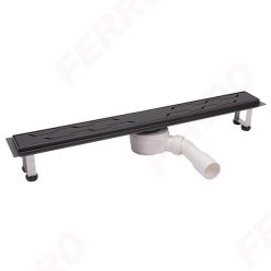   Padlóösszefolyó, Ferro Rozsdamentes acél zuhanyfolyóka OL80-BL polírozott ráccsal 80 cm, fekete