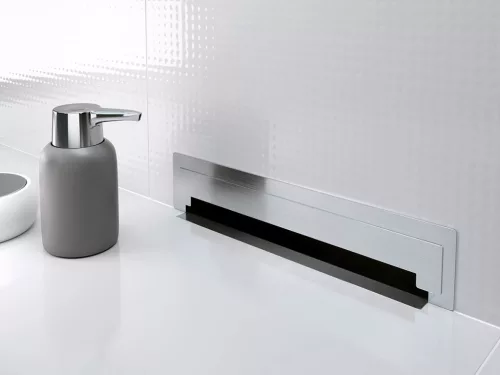 Padlóösszefolyó, Ferro WALL SLIM rozsdamentes fali zuhanyfolyóka OLWS1 polírozott ráccsal 30 cm