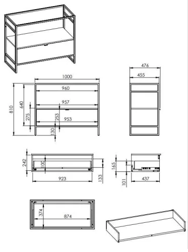 Alsó szekrény, AREZZO design NEBO alsószekrény 100 cm-es, 1 fiókkal, canela tölgy, matt fekete (2