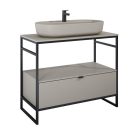Alsó szekrény, AREZZO design NEBO alsószekrény 100 cm-es, 1 fiókkal, matt beige, matt fekete (2 d