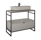 Alsó szekrény, AREZZO design NEBO alsószekrény 100 cm-es, 1 fiókkal, matt beige, matt fekete (2 d
