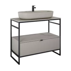   Alsó szekrény, AREZZO design NEBO alsószekrény 100 cm-es, 1 fiókkal, matt beige, matt fekete (2 d