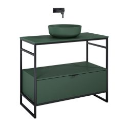   Alsó szekrény, AREZZO design NEBO alsószekrény 100 cm-es, 1 fiókkal, matt zöld, matt fekete (2 do