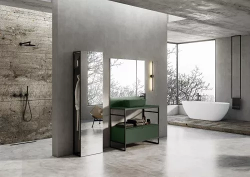 Alsó szekrény, AREZZO design NEBO alsószekrény 100 cm-es, 1 fiókkal, matt zöld, matt fekete (2 do