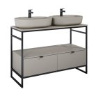 Alsó szekrény, AREZZO design NEBO alsószekrény 120 cm-es, 2 fiókkal, matt beige, matt fekete (2 d