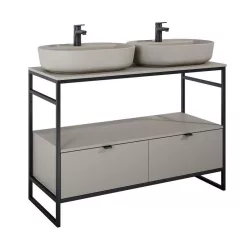   Alsó szekrény, AREZZO design NEBO alsószekrény 120 cm-es, 2 fiókkal, matt beige, matt fekete (2 d