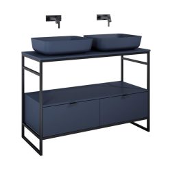   Alsó szekrény, AREZZO design NEBO alsószekrény 120 cm-es, 2 fiókkal, matt kék, matt fekete (2 dob