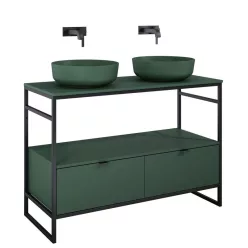   Alsó szekrény, AREZZO design NEBO alsószekrény 120 cm-es, 2 fiókkal, matt zöld, matt fekete (2 do