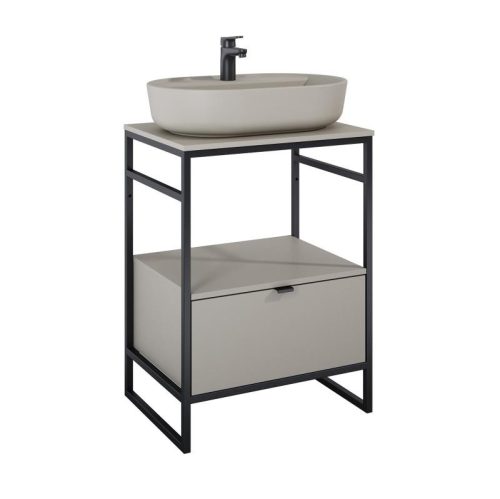 Alsó szekrény, AREZZO design NEBO alsószekrény 60 cm-es, 1 fiókkal, matt beige, matt fekete (2 do