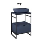 Alsó szekrény, AREZZO design NEBO alsószekrény 60 cm-es, 1 fiókkal, matt kék, matt fekete (2 dobo