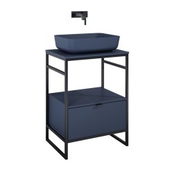   Alsó szekrény, AREZZO design NEBO alsószekrény 60 cm-es, 1 fiókkal, matt kék, matt fekete (2 dobo